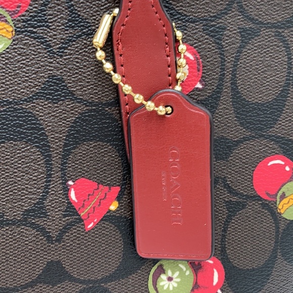 NWT COACH Zip Top Tote In Signature Canvas With Ornament Print Brown /Black Mult - Picture 14 of 16